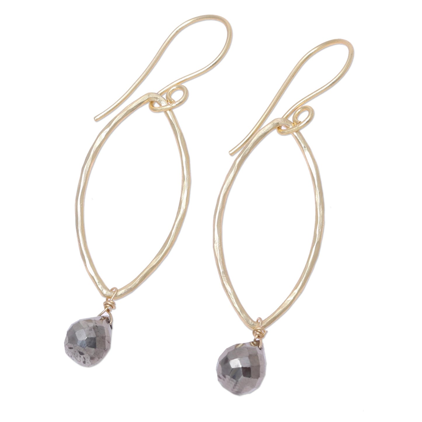 Metallic Gleam Pyrite Dangle Earrings