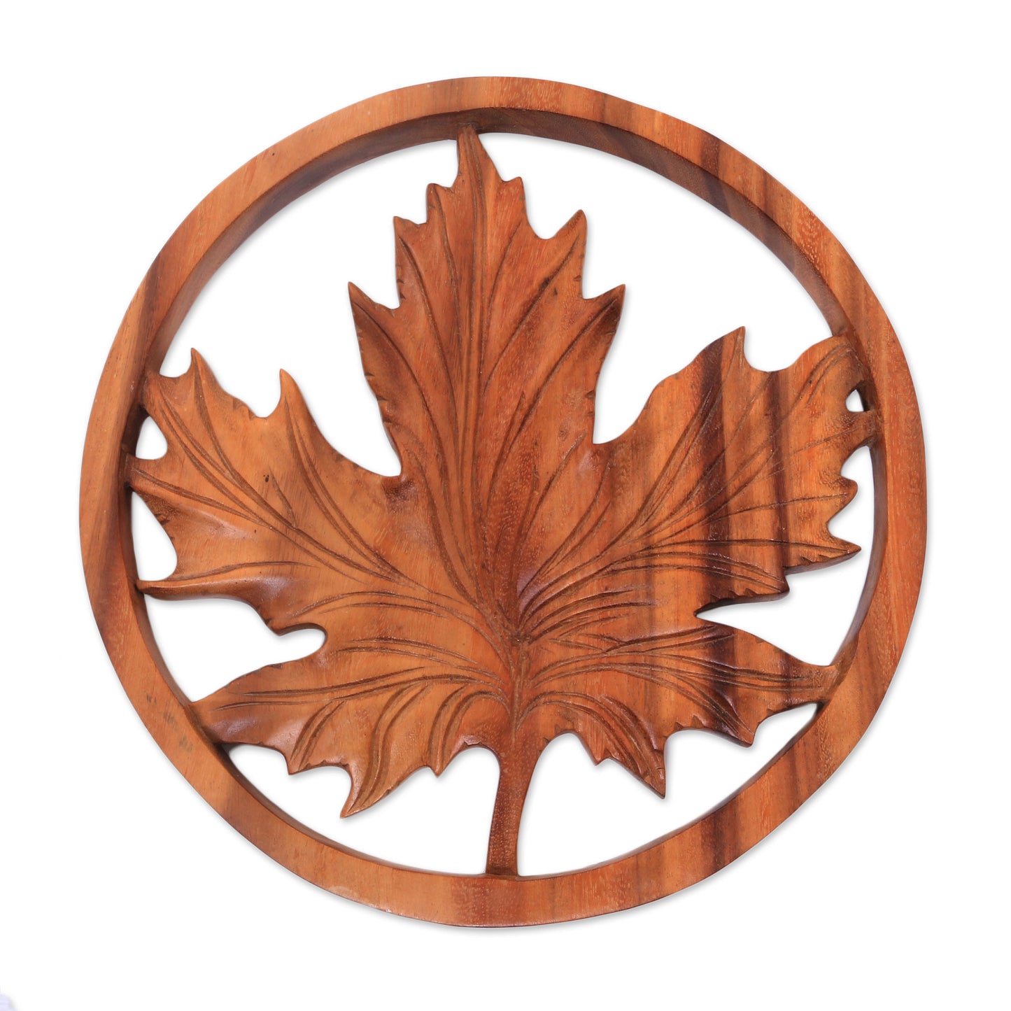 Maple Maple Leaf Suar Wood Relief Panel from Bali