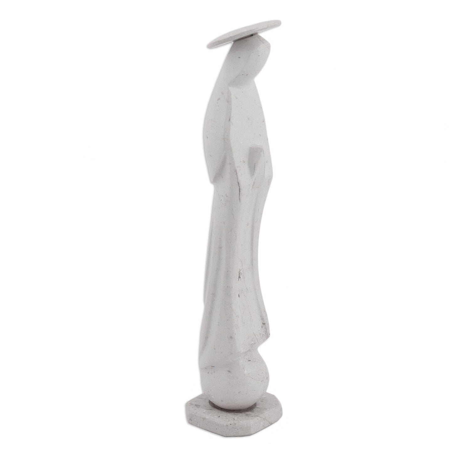 Holy Madonna in White Marble Madonna Statuette in White from Mexico