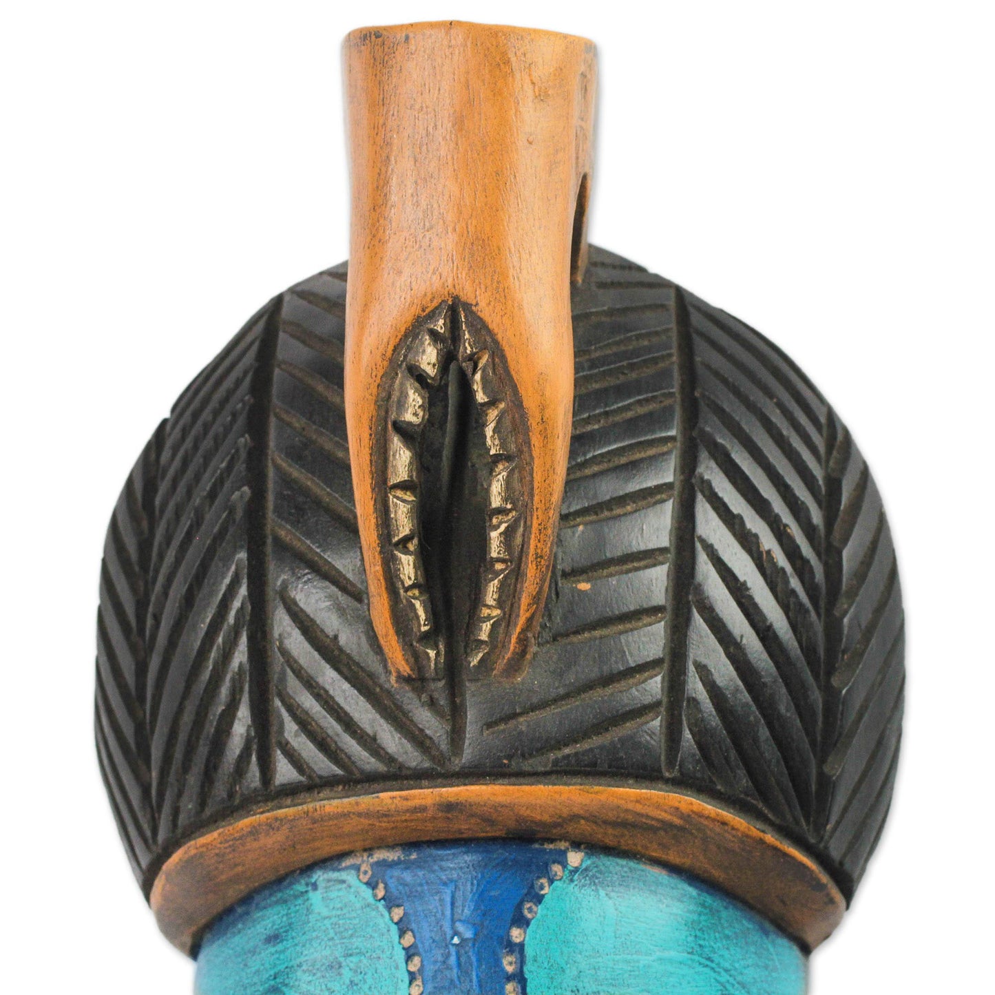 Benevolent Emiyi Handmade African Wood Mask in Blue from Ghana