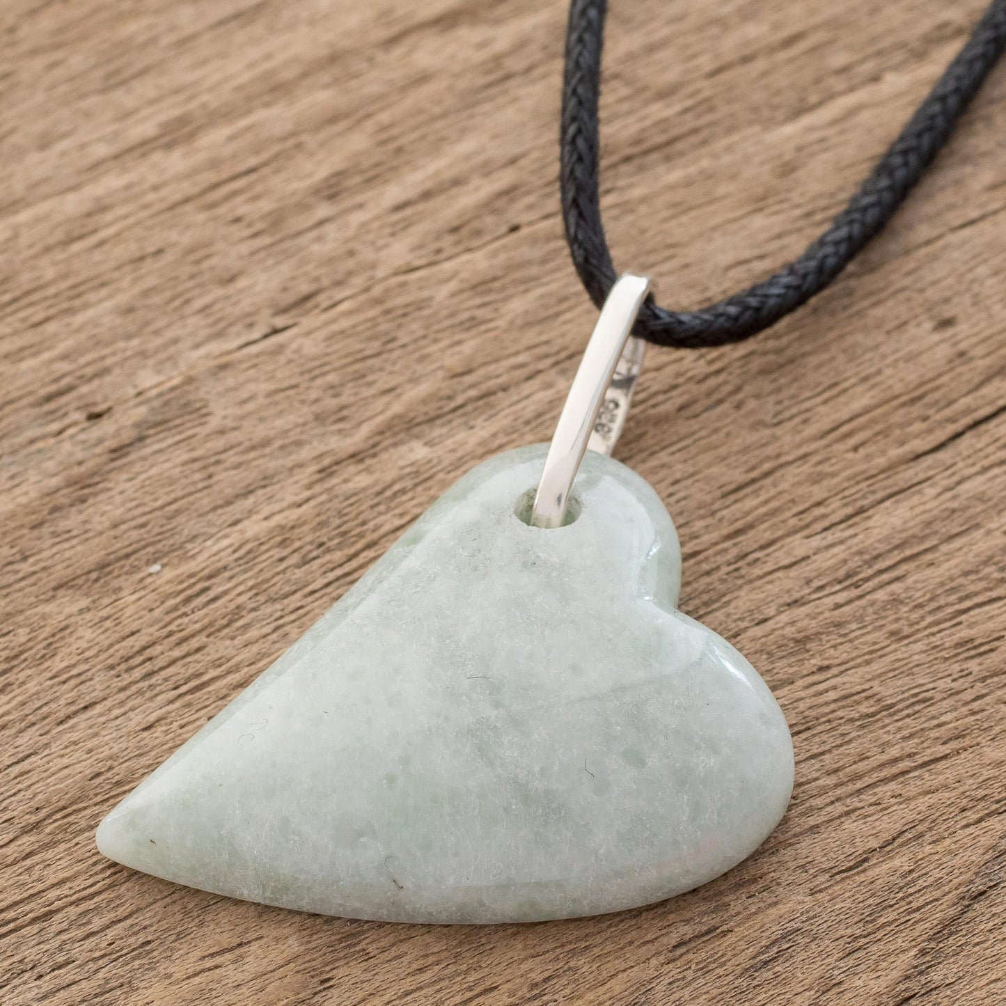 Culture of Love in Apple Green Jade Heart Pendant Necklace in Apple Green from Guatemala