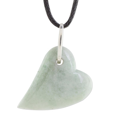 Culture of Love in Apple Green Jade Heart Pendant Necklace in Apple Green from Guatemala