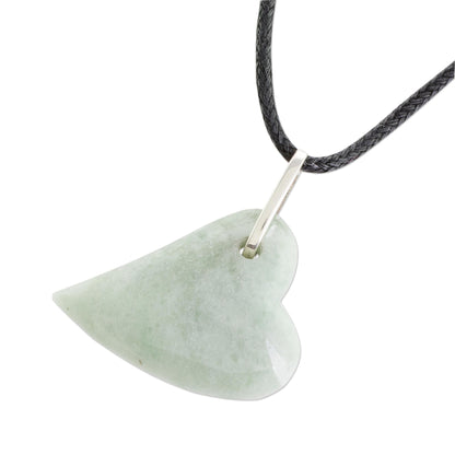 Culture of Love in Apple Green Jade Heart Pendant Necklace in Apple Green from Guatemala