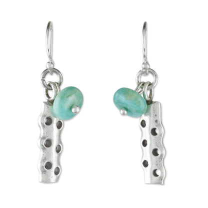 Cool Modernity Amazonite and Karen Silver Modern Earrings from Thailand