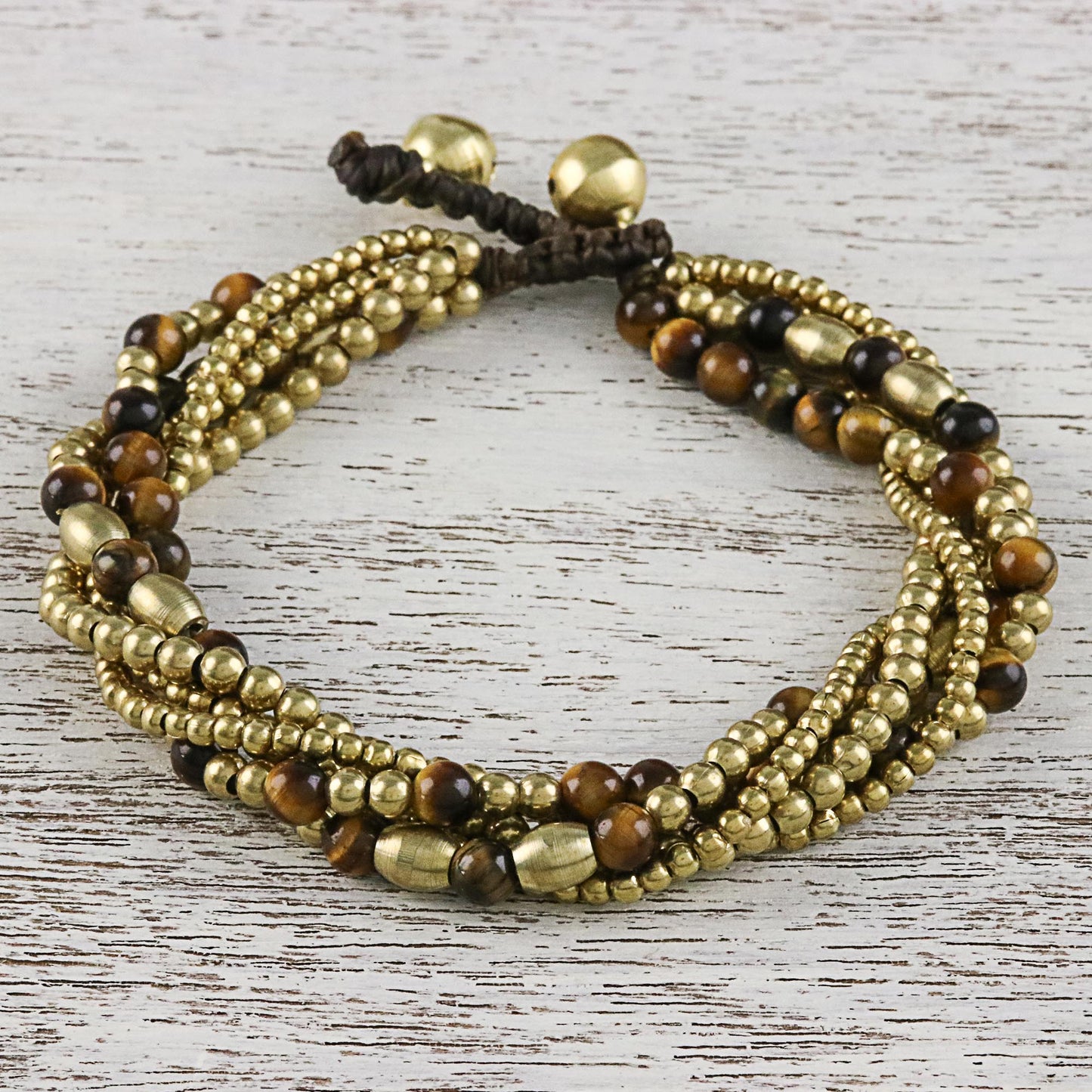 Elegant Celebration Tiger's Eye Adjustable Beaded Bracelet from Thailand