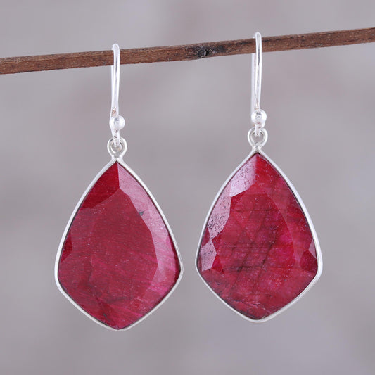 Passionate Muse Ruby and Sterling Silver Dangle Earrings from India