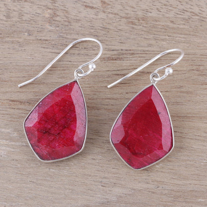 Passionate Muse Ruby and Sterling Silver Dangle Earrings from India