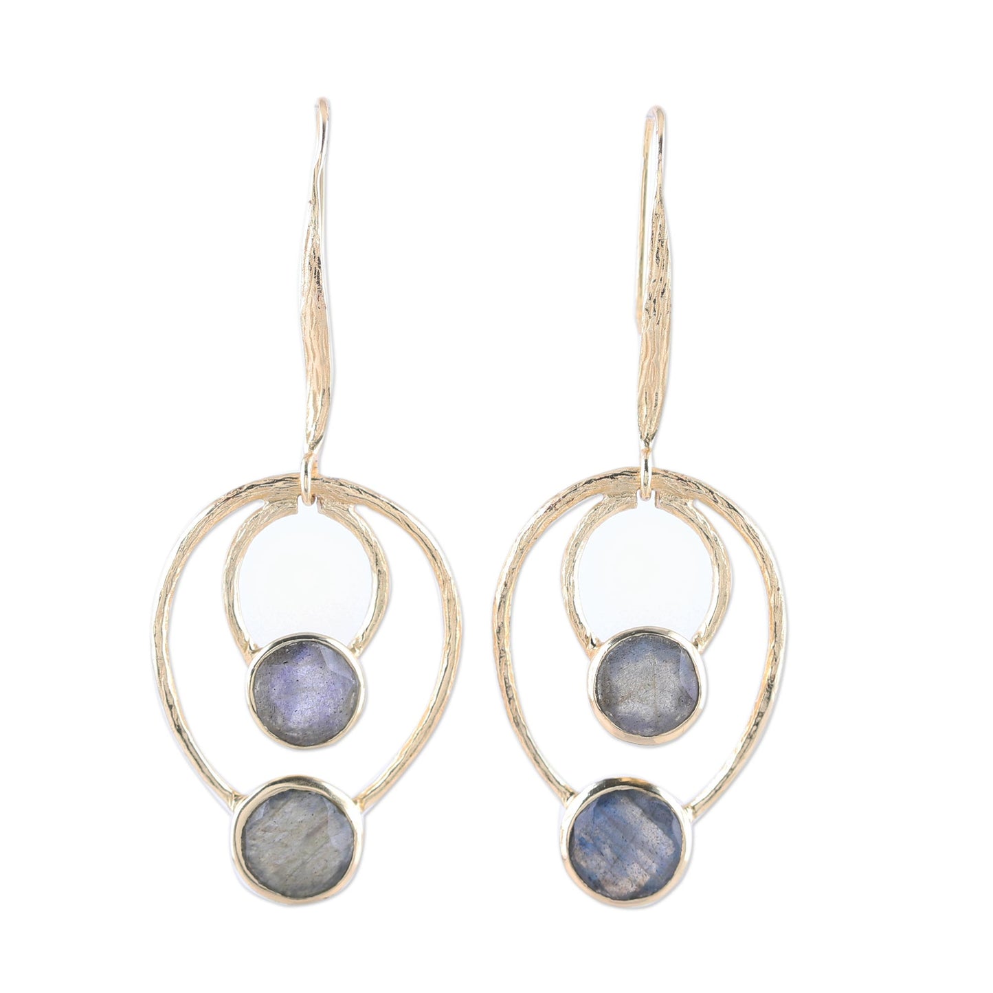 Dusky Glamour 18k Gold Plated Labradorite Dangle Earrings from India