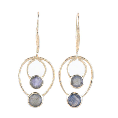 Dusky Glamour 18k Gold Plated Labradorite Dangle Earrings from India