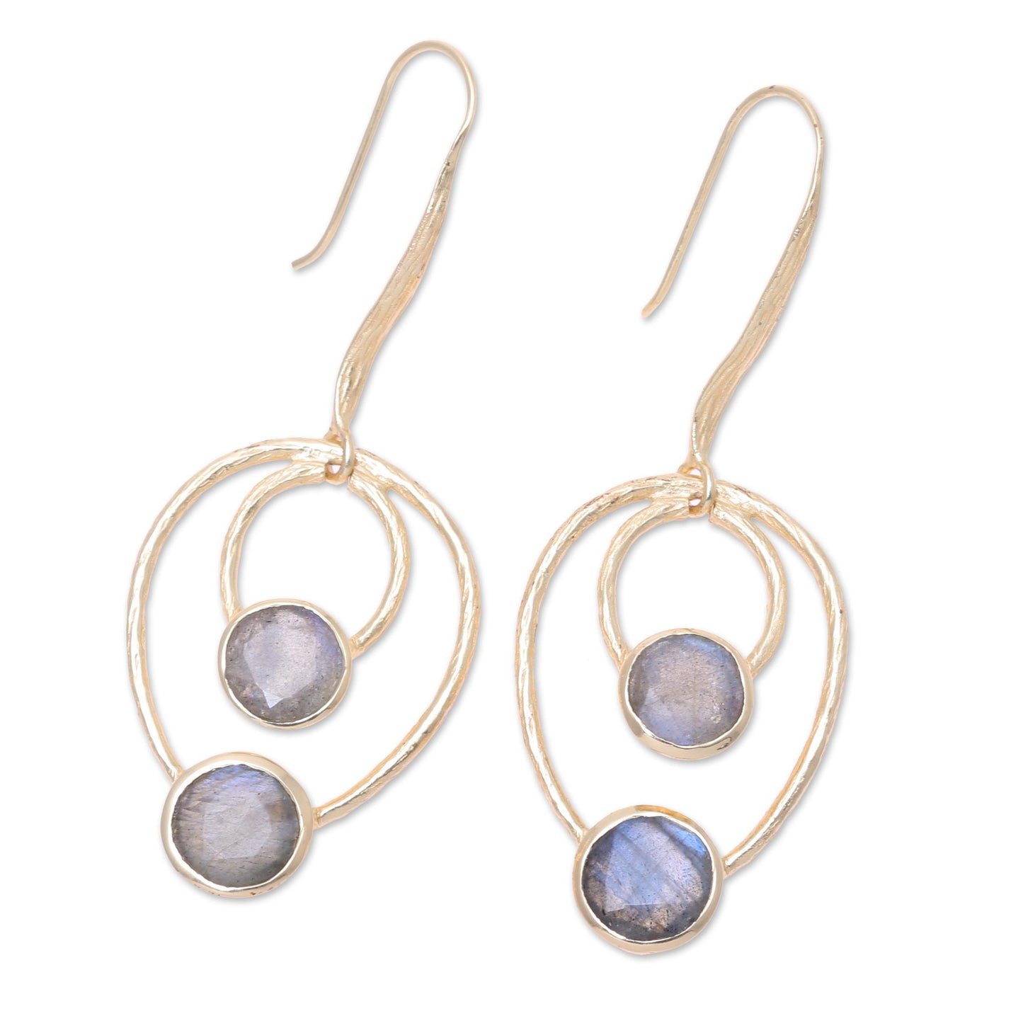 Dusky Glamour 18k Gold Plated Labradorite Dangle Earrings from India