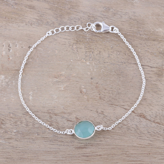 Aqua Night Adjustable Chalcedony Pendant Bracelet from India