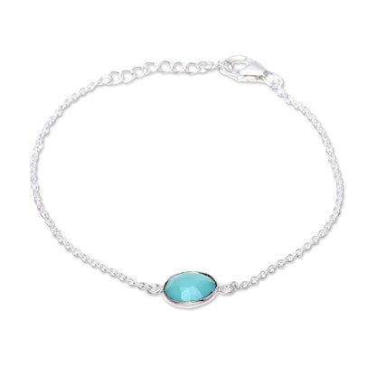 Aqua Night Adjustable Chalcedony Pendant Bracelet from India