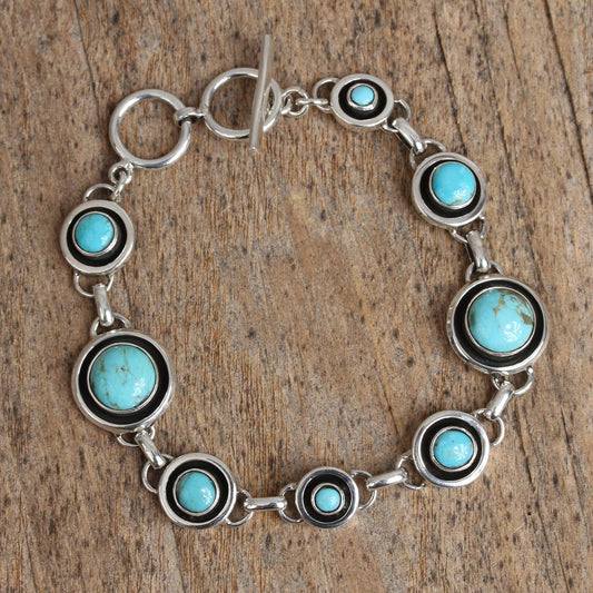 Turquoise Eternity Circular Turquoise Link Bracelet from Mexico