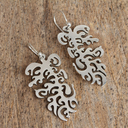 Taxco Inlet Intricate Sterling Silver Dangle Earrings from Mexico