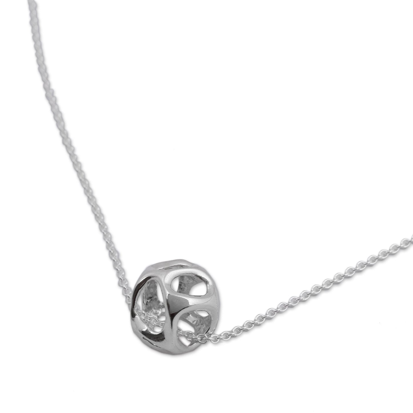 Form of Fortune Modern Geometric Sterling Silver Mexican Pendant Necklace