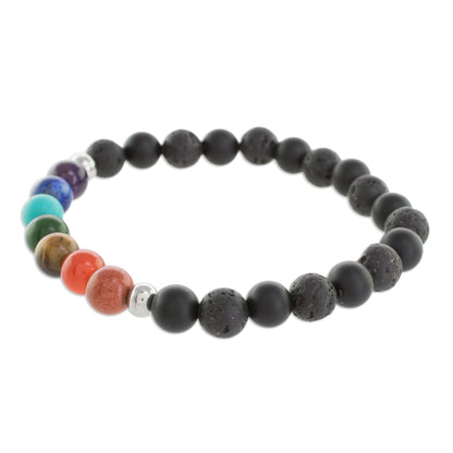 Bold Chakra Men's Multi-Gemstone Chakra Beaded Stretch Bracelet