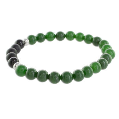 Awake Men's Jade and Agate Beaded Stretch Bracelet from Costa Rica