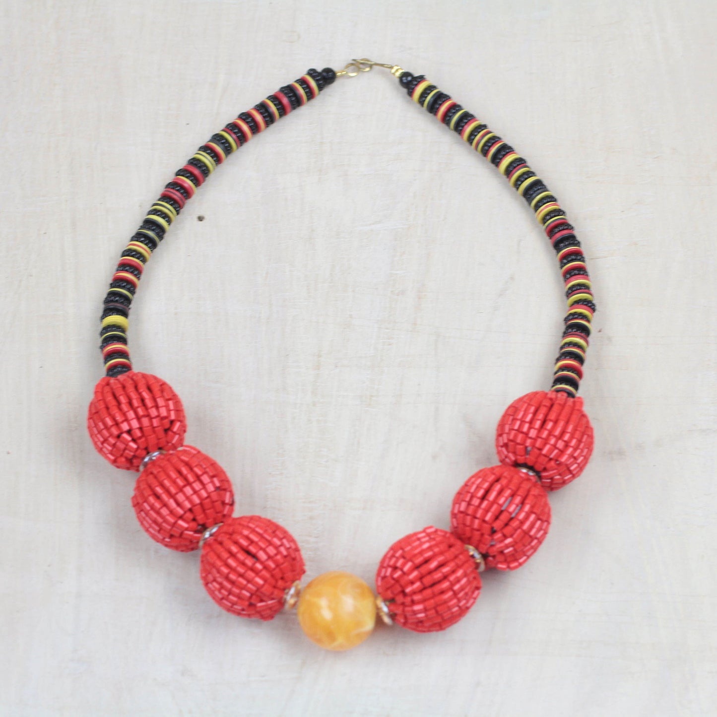 Omalicha Recycled Glass and Plastic Beaded Pendant Necklace