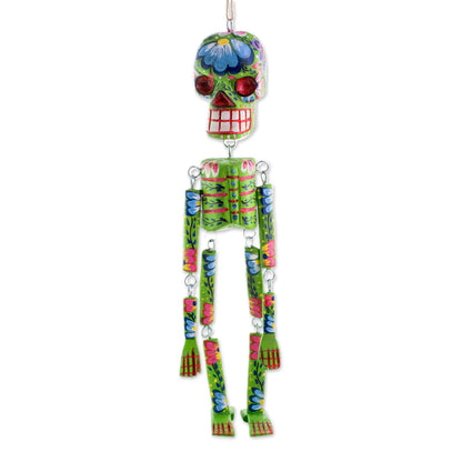 Colorful Tradition in Green Wood Floral Skeleton Wall Ornament in Green (15 in.)