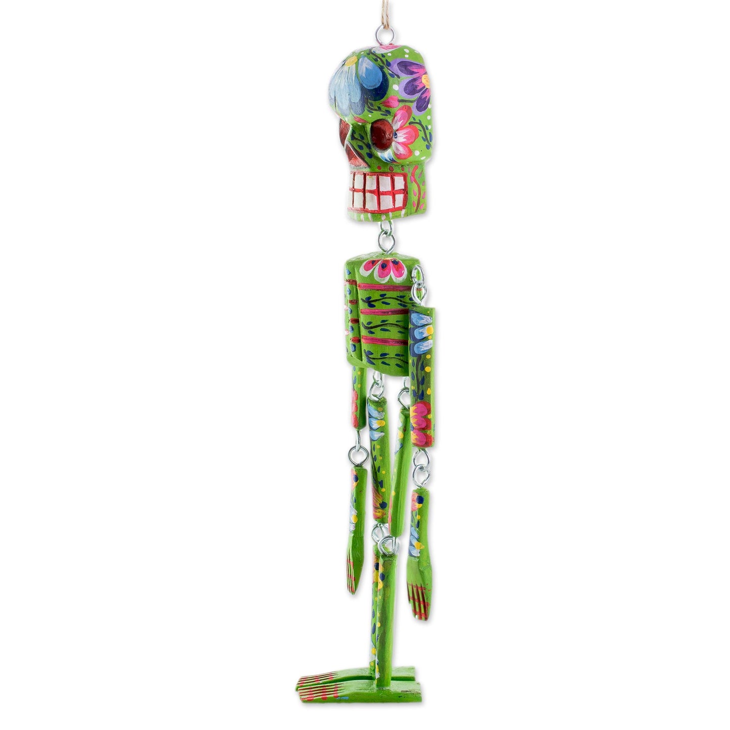 Colorful Tradition in Green Wood Floral Skeleton Wall Ornament in Green (15 in.)