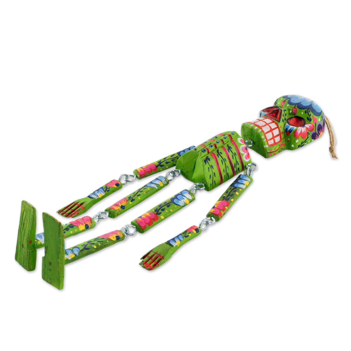 Colorful Tradition in Green Wood Floral Skeleton Wall Ornament in Green (15 in.)