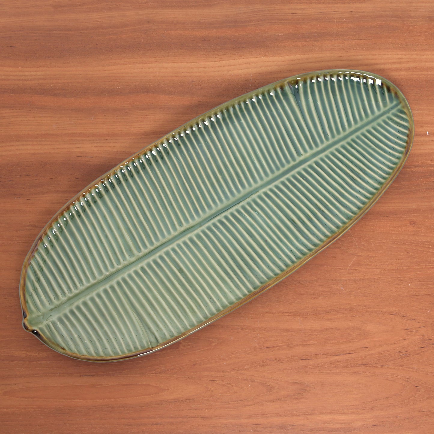 Banana Vibes Leaf-Shaped Ceramic Platter from Bali