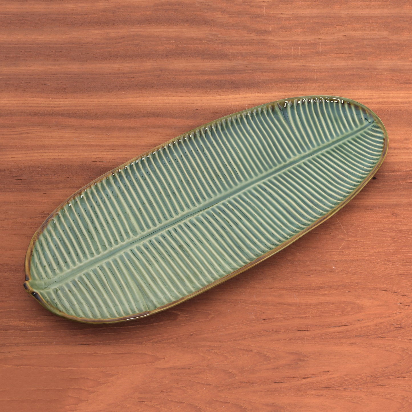 Banana Vibes Leaf-Shaped Ceramic Platter from Bali