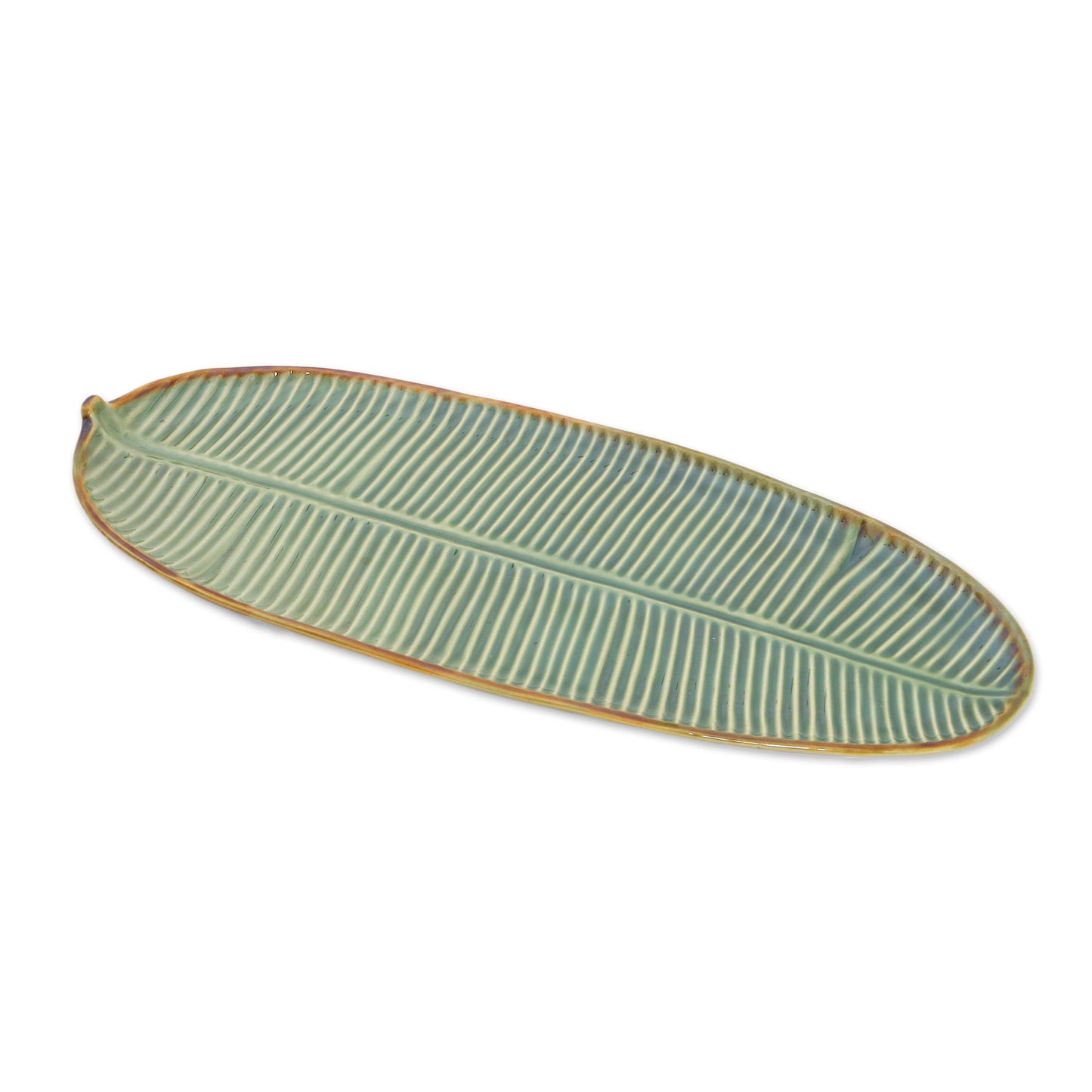 Banana Vibes Leaf-Shaped Ceramic Platter from Bali