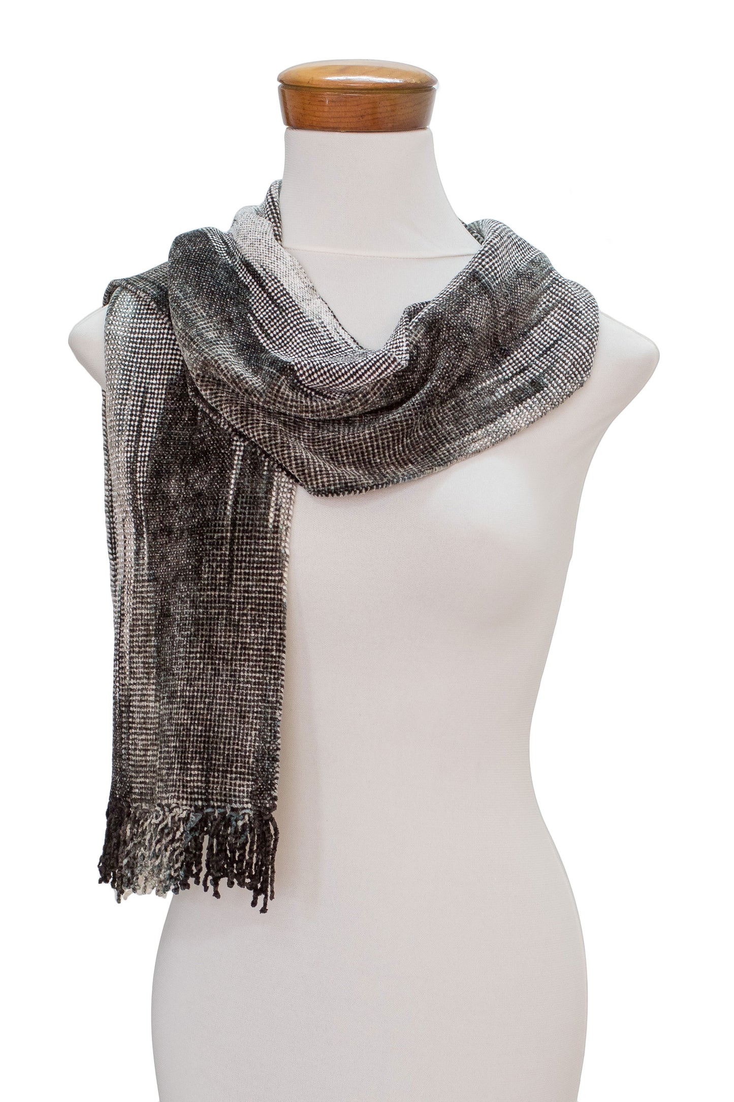 Infinite Universe Handwoven Grey Rayon Chenille Scarf from Guatemala