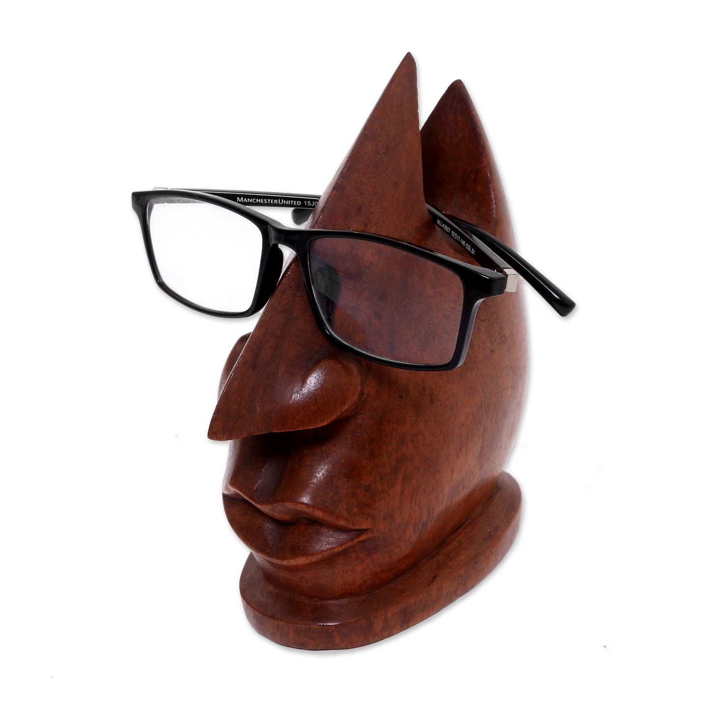 Prominent Nose in Light Brown Wood Eyeglasses Stand in Light Brown from Bali