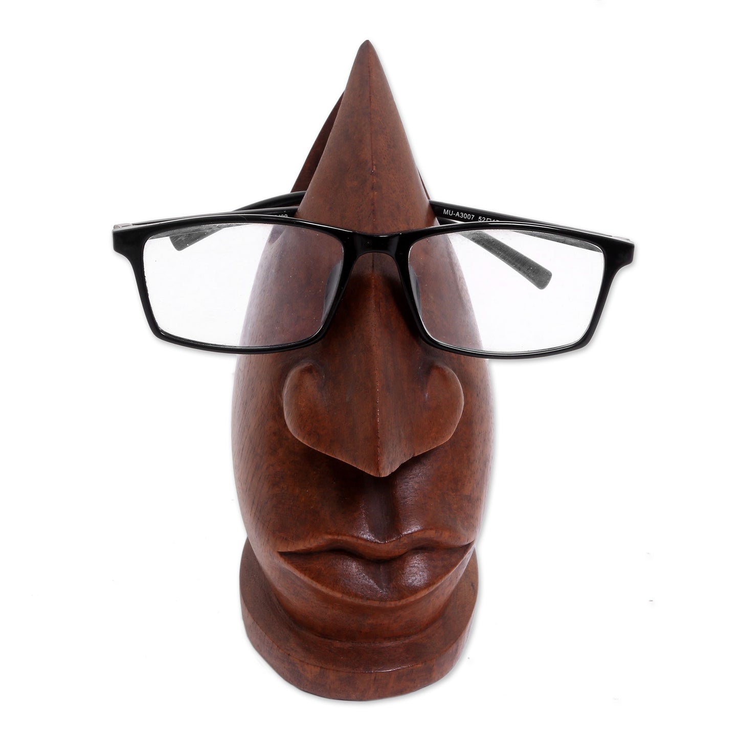 Prominent Nose in Light Brown Wood Eyeglasses Stand in Light Brown from Bali