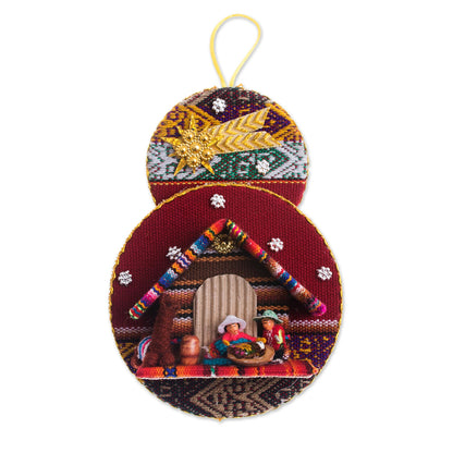 Nativity in the Andes Handmade Fabric Nativity Scene Ornament from Peru