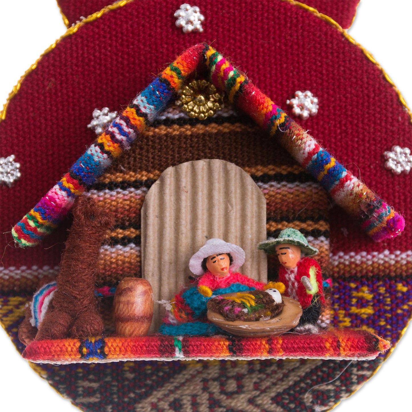 Nativity in the Andes Handmade Fabric Nativity Scene Ornament from Peru