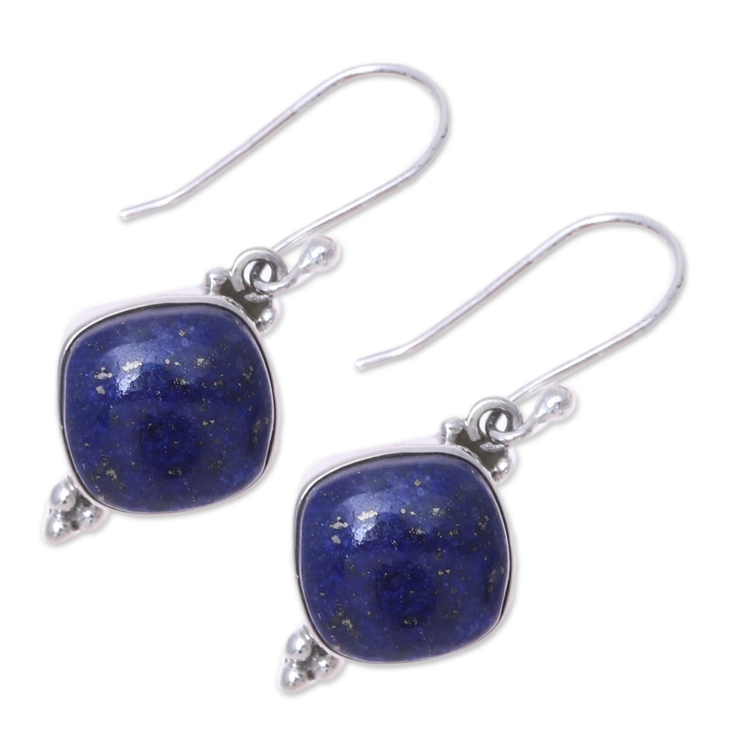 Gleaming Grandeur Lapis Lazuli Dangle Earrings from India