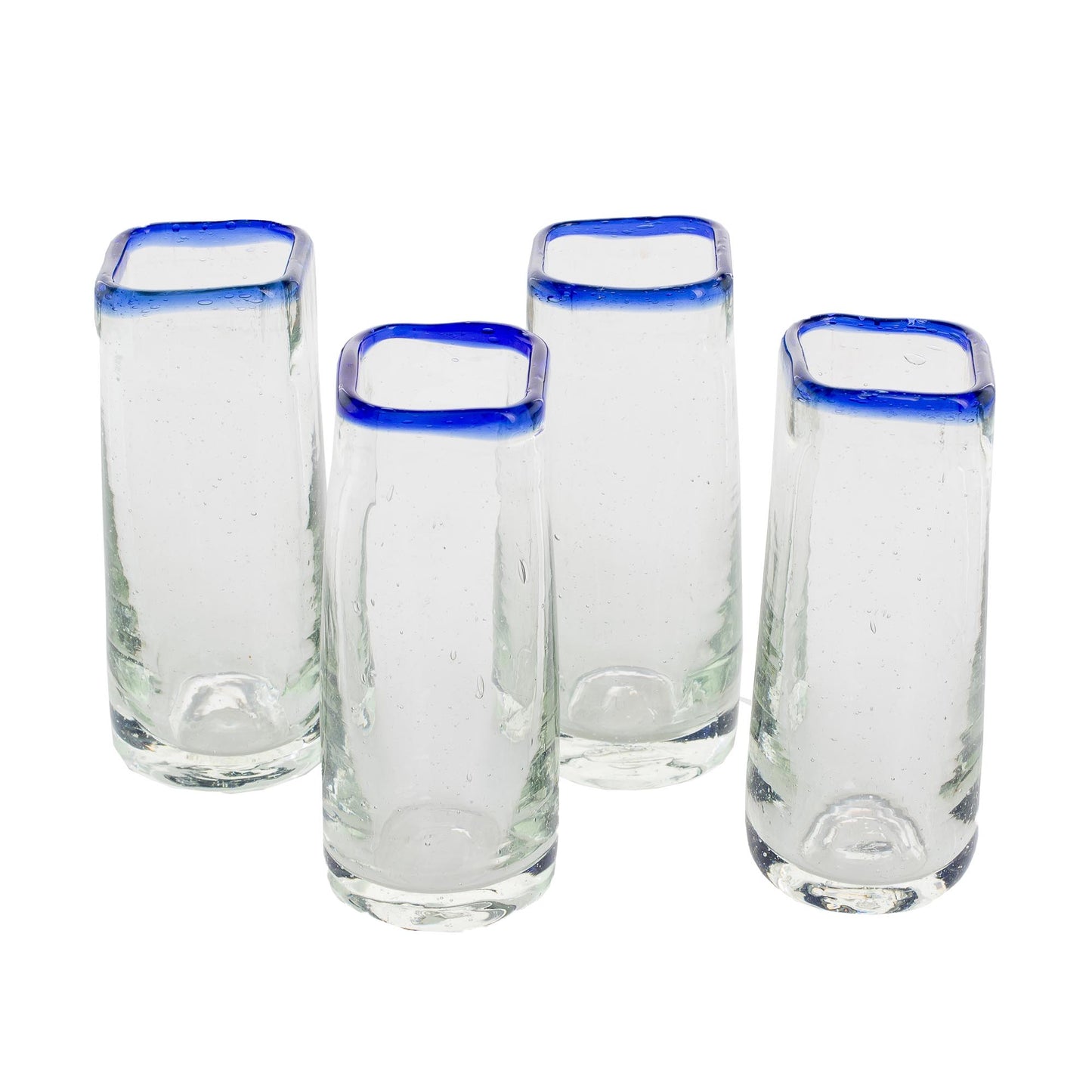 Lakeside Square-Rimmed Recycled Glass Tequila Glasses (Set of 4)