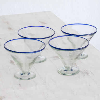 Ocean Rim Recycled Glass Martini Glasses from Guatemala (Set of 4)