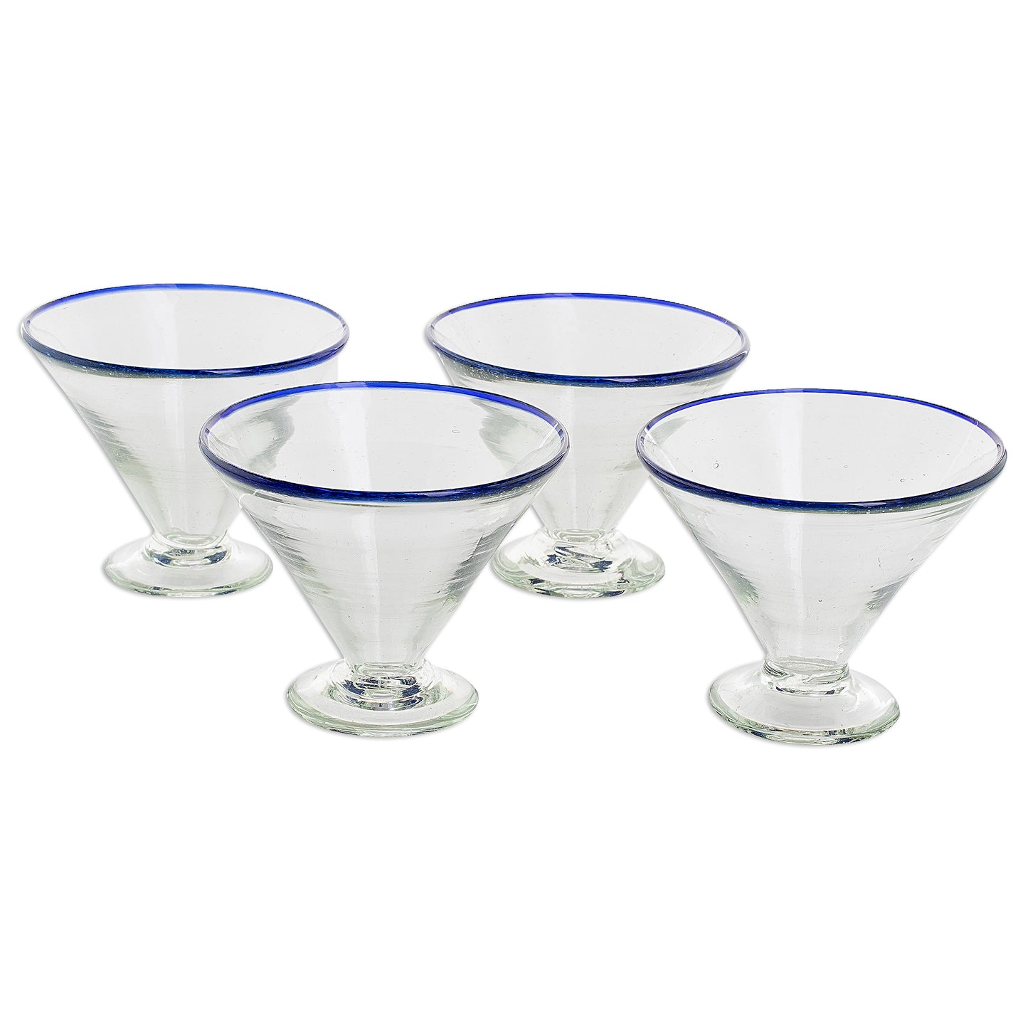 Ocean Rim Recycled Glass Martini Glasses from Guatemala (Set of 4)