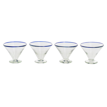 Ocean Rim Recycled Glass Martini Glasses from Guatemala (Set of 4)