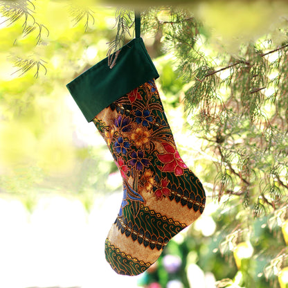 Parang Holiday Batik Cotton Stocking in Midnight from Bali