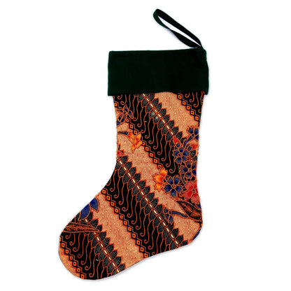 Parang Holiday Batik Cotton Stocking in Midnight from Bali