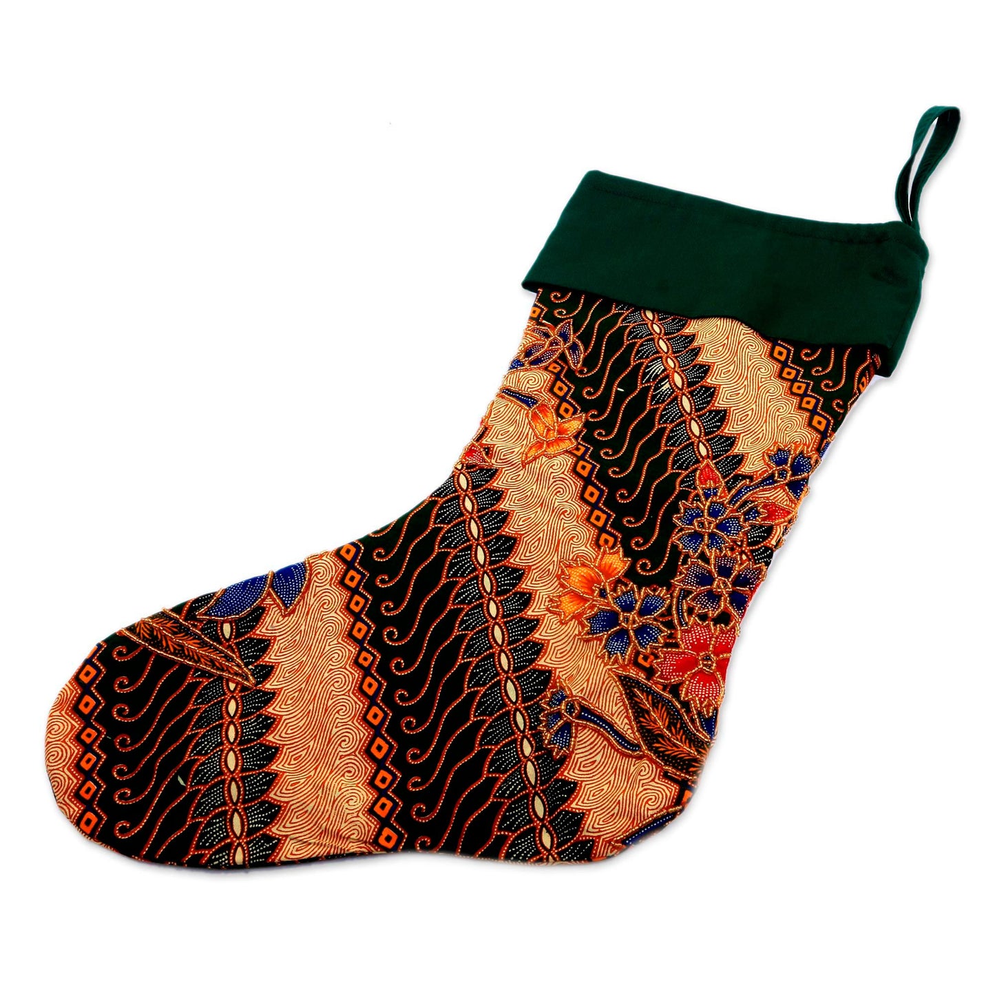 Parang Holiday Batik Cotton Stocking in Midnight from Bali