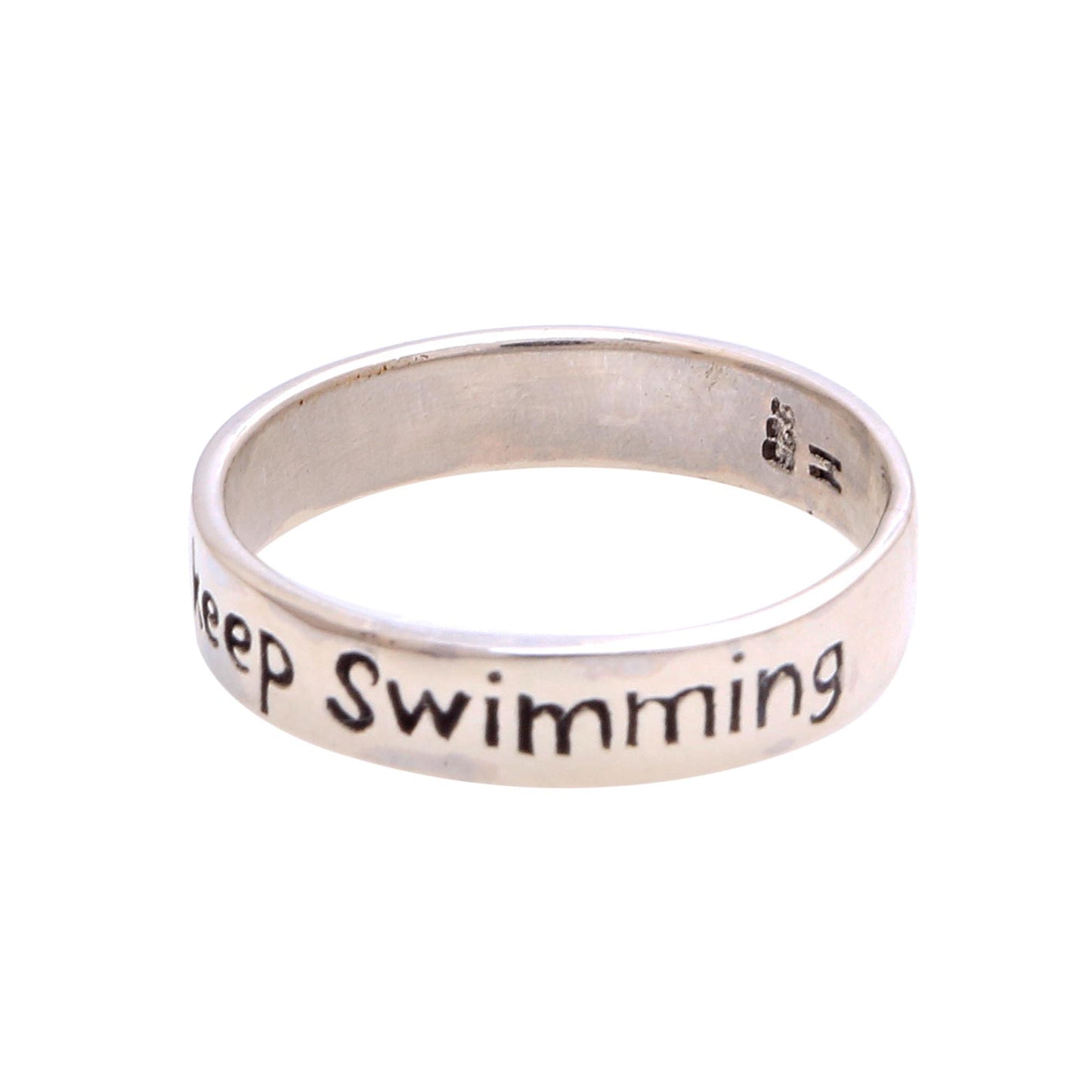 Just Keep Swimming Inspirational Sterling Silver Band Ring from Bali