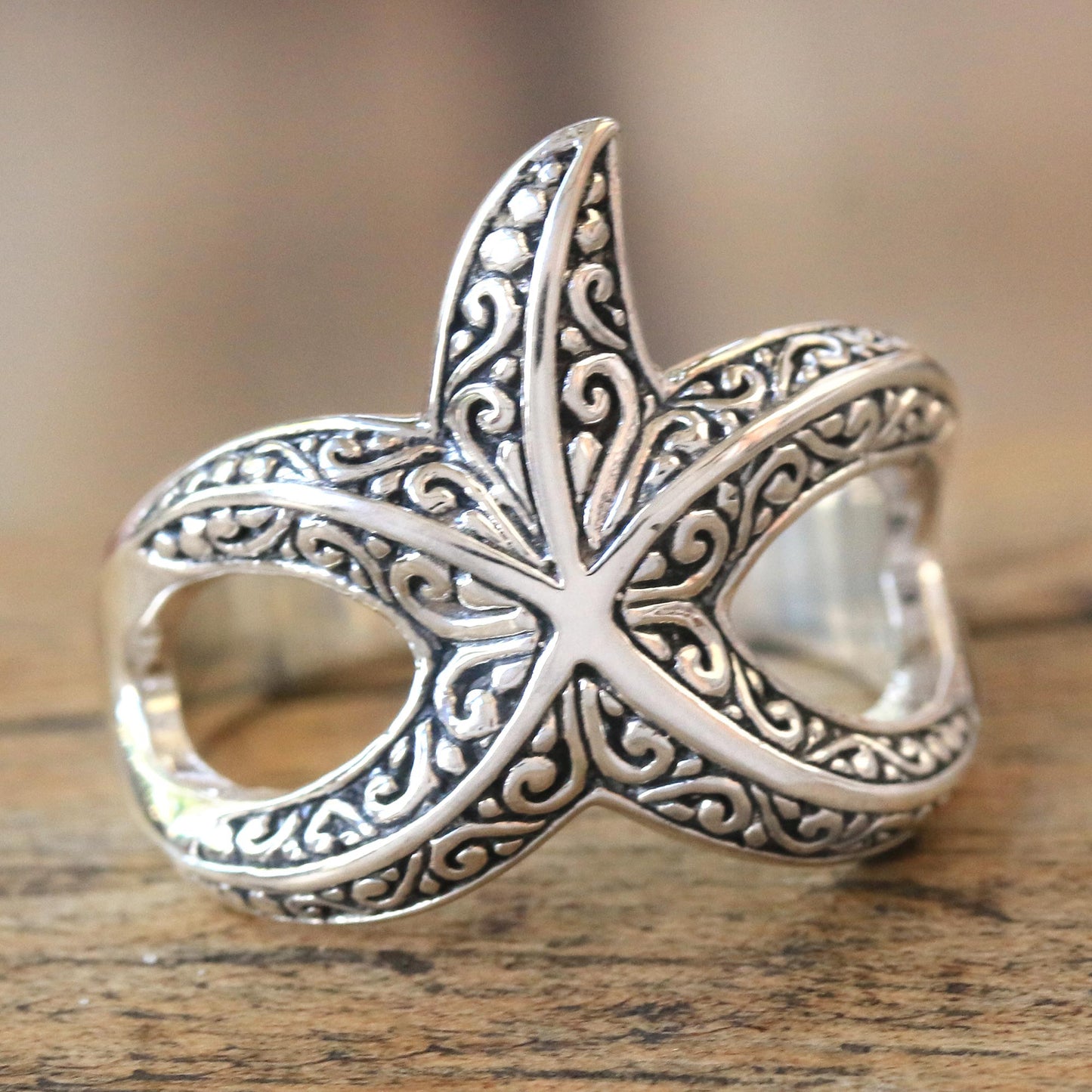 Bali Starfish Sterling Silver Ring