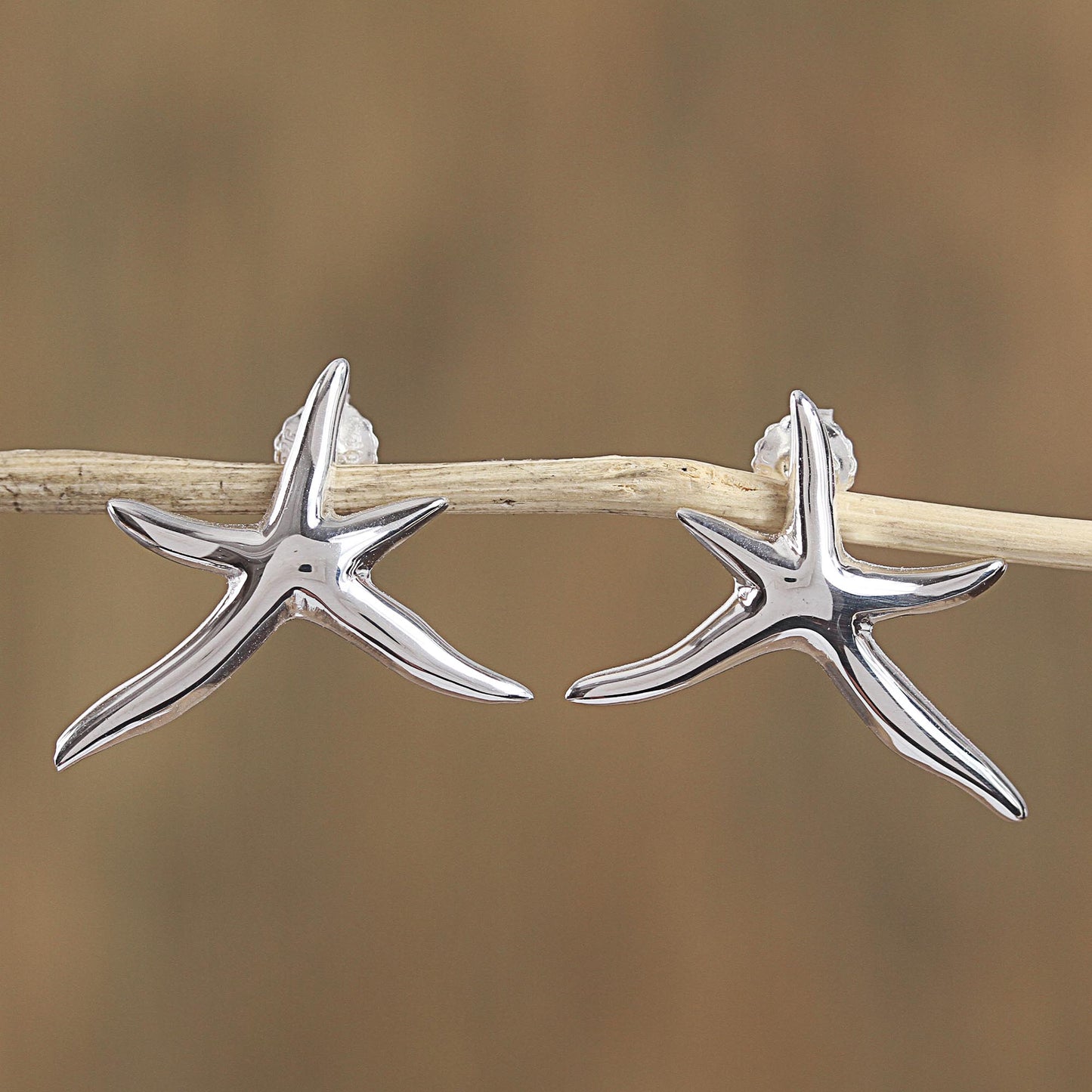 Stars of the Canaries Taxco Sterling Silver Starfish Drop Earrings from Mexico