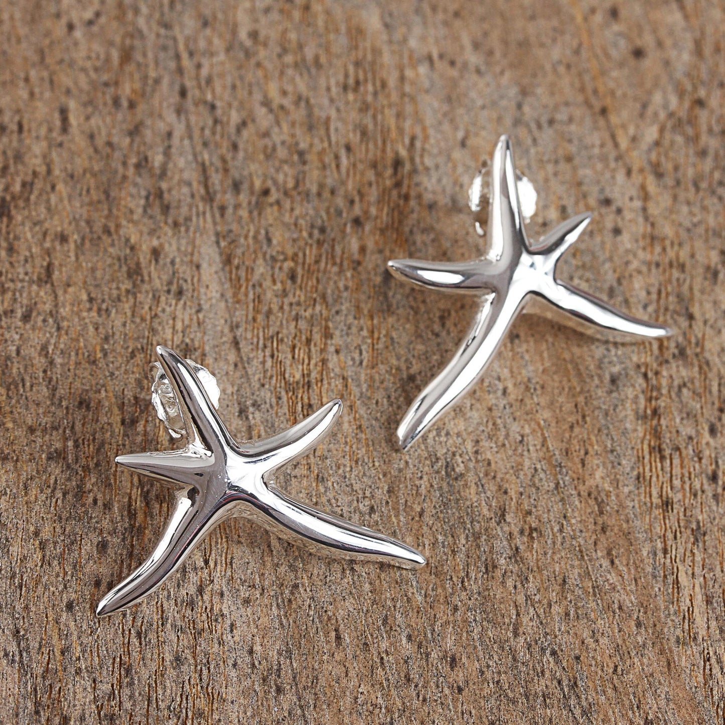 Stars of the Canaries Taxco Sterling Silver Starfish Drop Earrings from Mexico