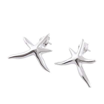 Stars of the Canaries Taxco Sterling Silver Starfish Drop Earrings from Mexico