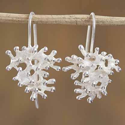 On the Beach Taxco Sterling Silver Coral Drop Earrings from Mexico