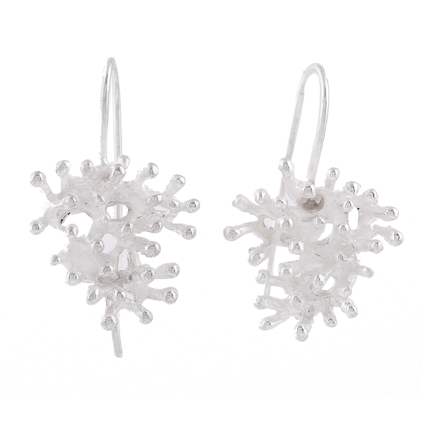 On the Beach Taxco Sterling Silver Coral Drop Earrings from Mexico