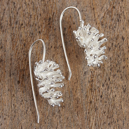 On the Beach Taxco Sterling Silver Coral Drop Earrings from Mexico