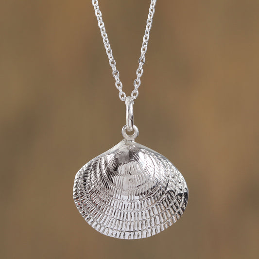 Mediterranean Shell Sterling Silver Seashell Pendant Necklace from Mexico